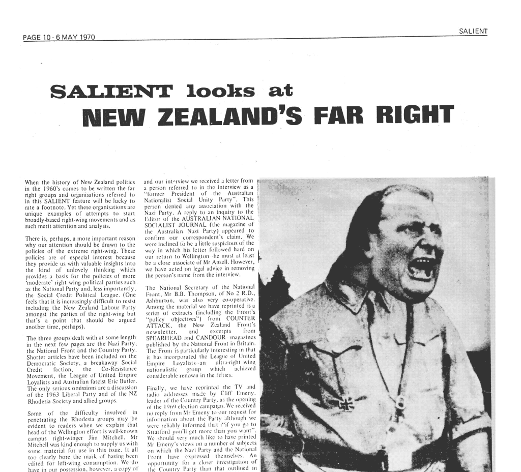 Reprint: Salient looks at New Zealand’s Far Right (uncredited, Salient, 1970)